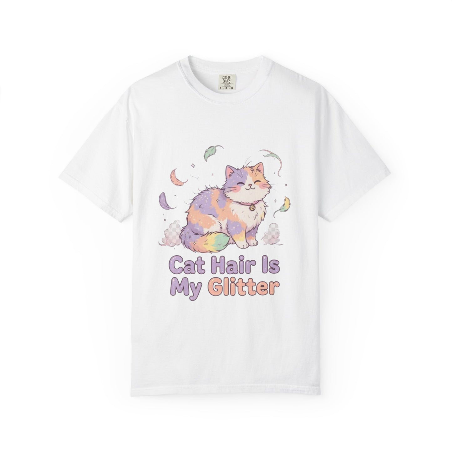 Cat Hair Is My Glitter T-Shirt — Cute Pastel Cat Graphic Tee for Cat Lovers