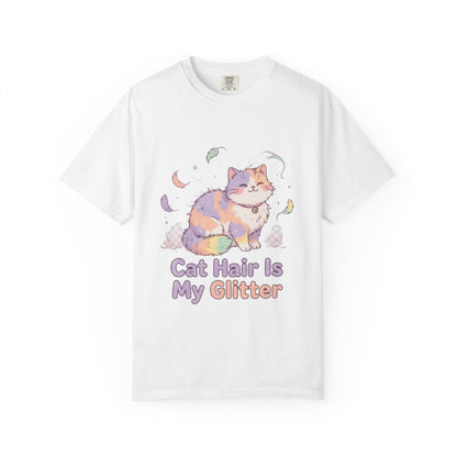 Cat Hair Is My Glitter T-Shirt — Cute Pastel Cat Graphic Tee for Cat Lovers