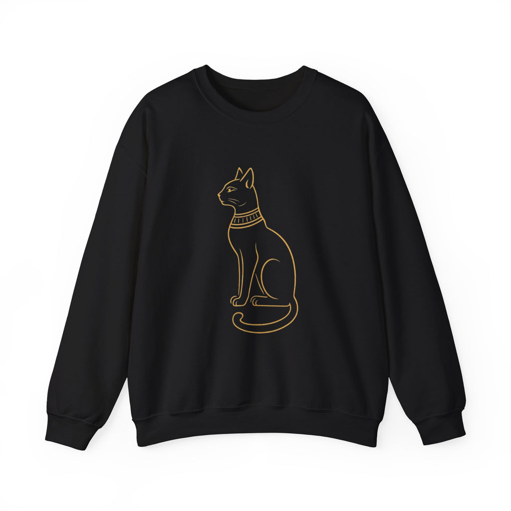 Egyptian Cat Crewneck Sweatshirt – Gold Line Art Cat Graphic
