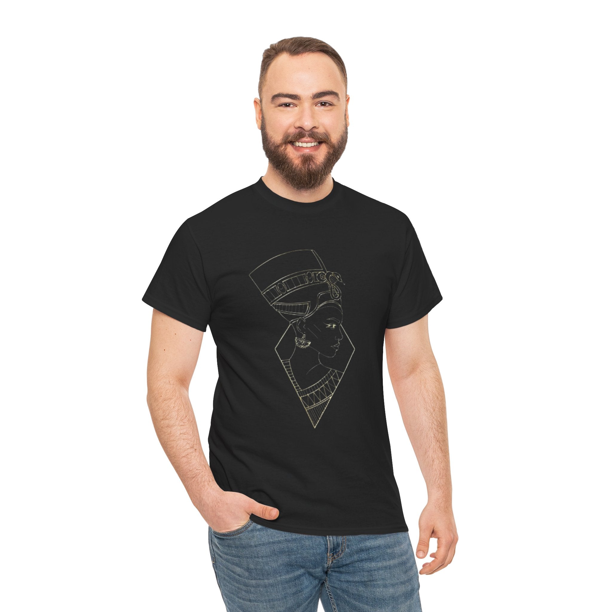 Nefertiti Line Art Tee — Minimal Egyptian Queen Graphic T-Shirt