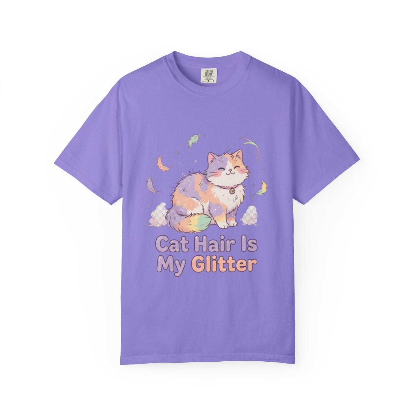 Cat Hair Is My Glitter T-Shirt — Cute Pastel Cat Graphic Tee for Cat Lovers