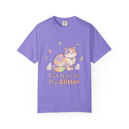 Cat Hair Is My Glitter T-Shirt — Cute Pastel Cat Graphic Tee for Cat Lovers