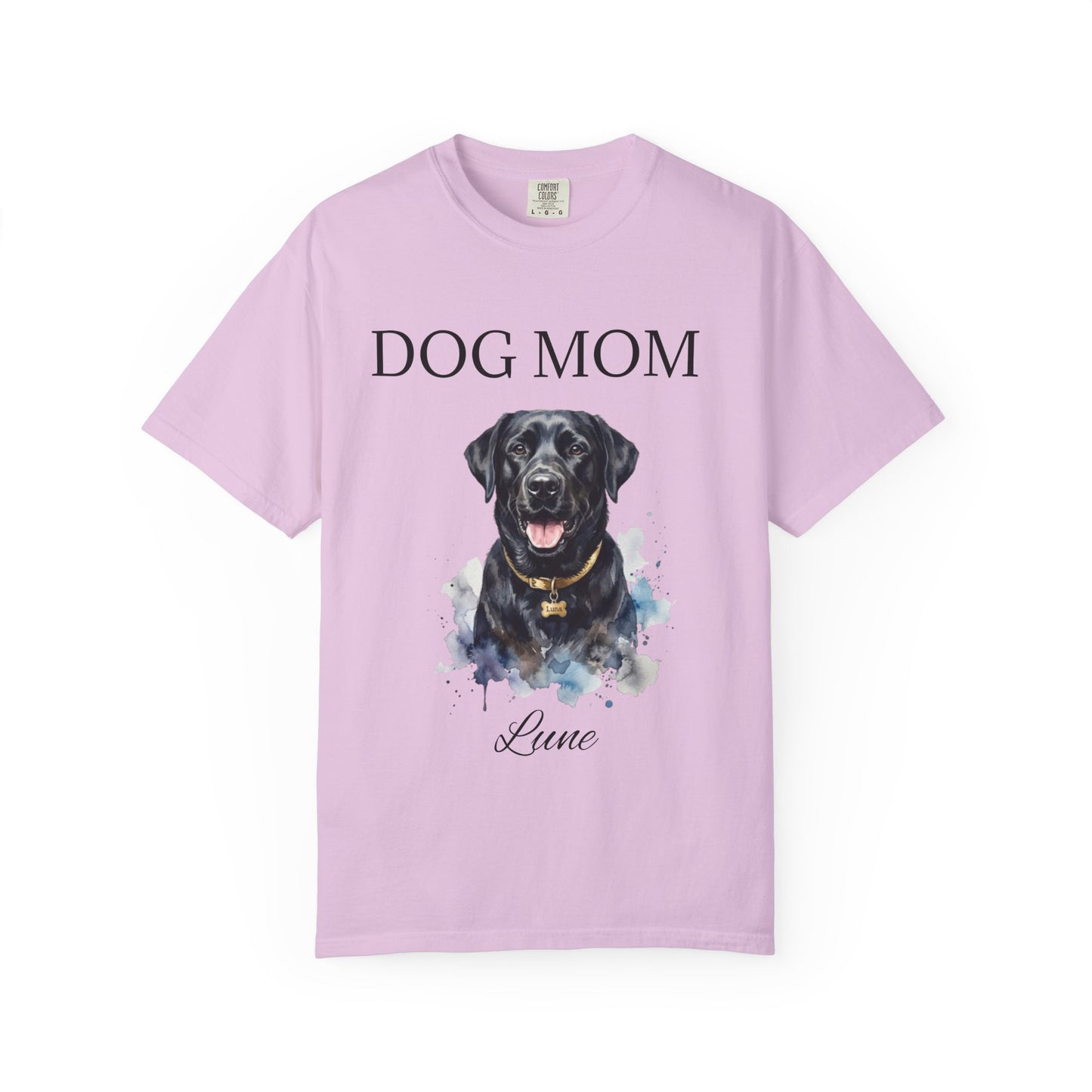 Dog Mom T‑Shirt with Custom Pet Portrait — Personalized Dog Mom Tee