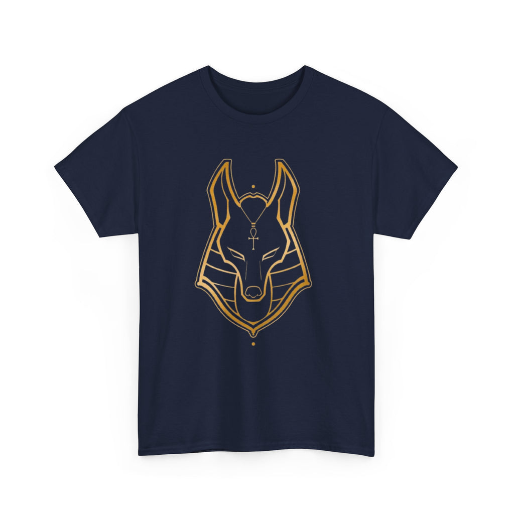 Anubis Line Art Tee — Minimal Egyptian God Fox Mask T-Shirt