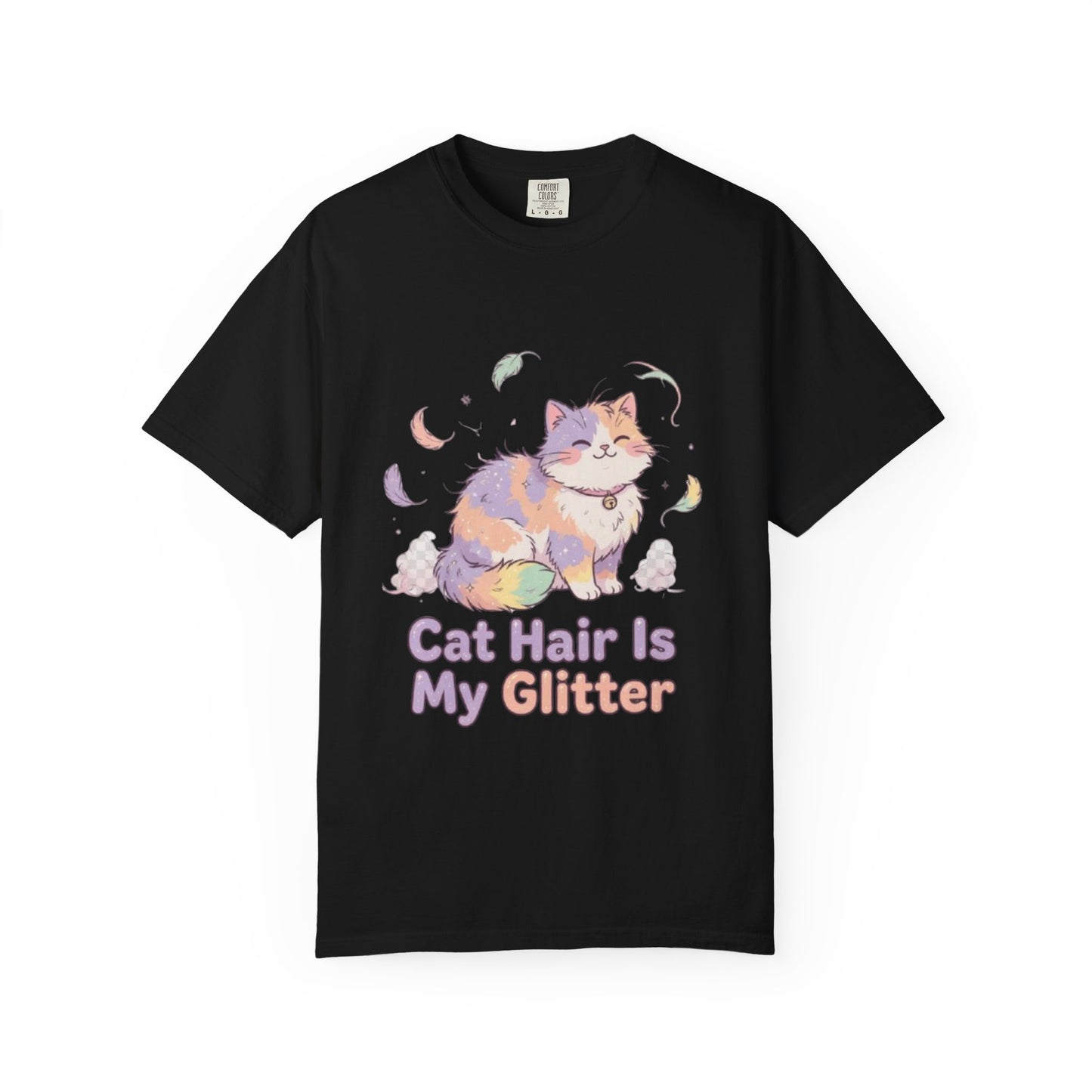 Cat Hair Is My Glitter T-Shirt — Cute Pastel Cat Graphic Tee for Cat Lovers