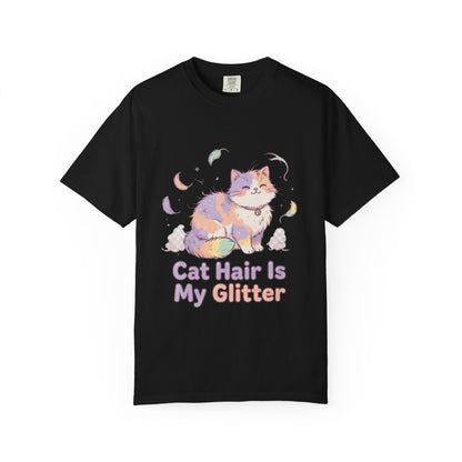 Cat Hair Is My Glitter T-Shirt — Cute Pastel Cat Graphic Tee for Cat Lovers