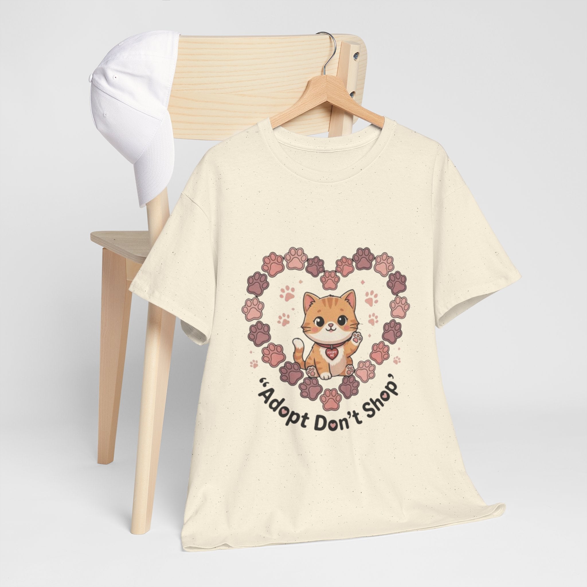 Adopt Don't Shop Cat Tee — Cute Rescue Cat Floral Heart Shirt