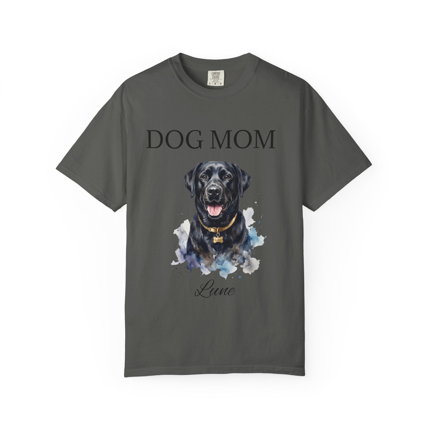 Dog Mom T‑Shirt with Custom Pet Portrait — Personalized Dog Mom Tee
