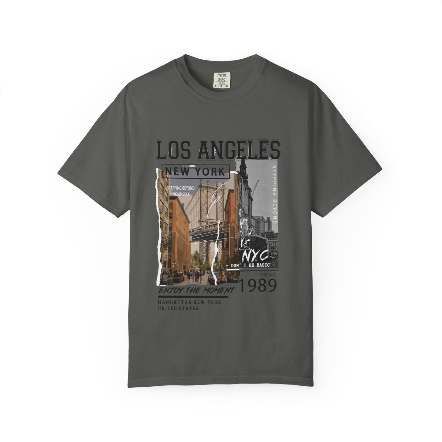 Los Angeles New York Vintage Photo Graphic T-Shirt — 'Enjoy the Moment' City Travel Tee