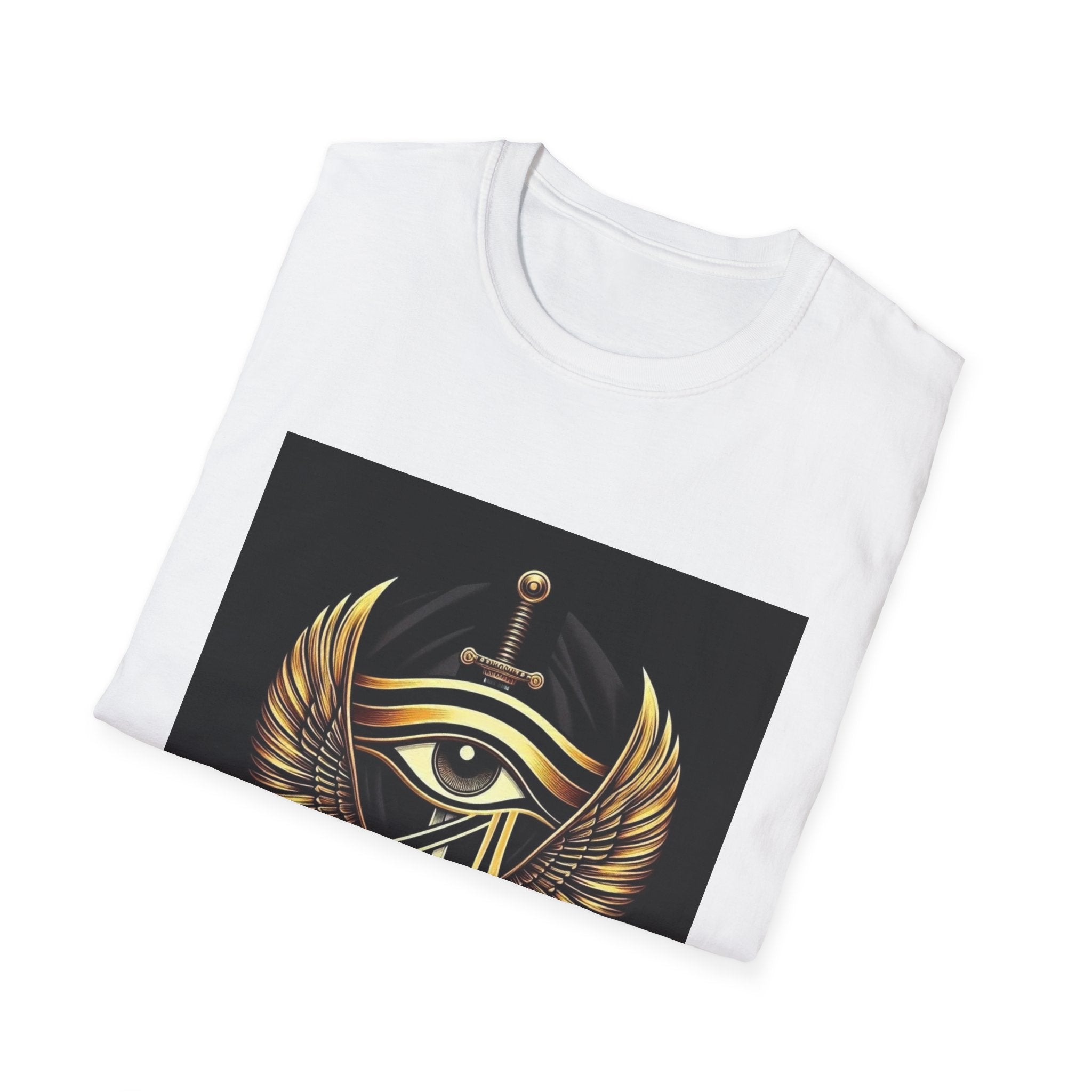 Eye of Horus Sword T-Shirt — Gold Winged Egyptian Symbol Tee