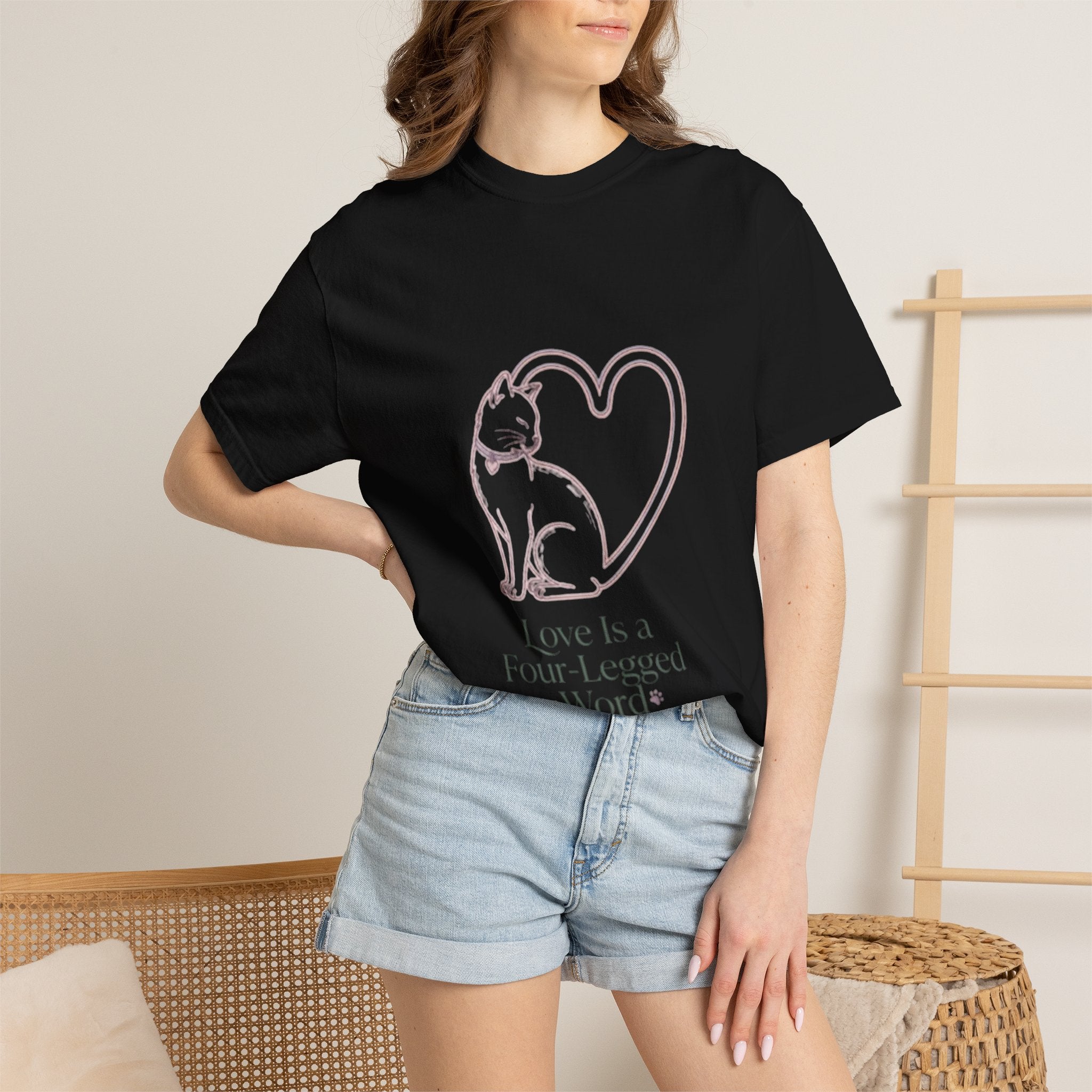 Cat Love T-Shirt — "Love Is a Four-Legged Word" Graphic Tee