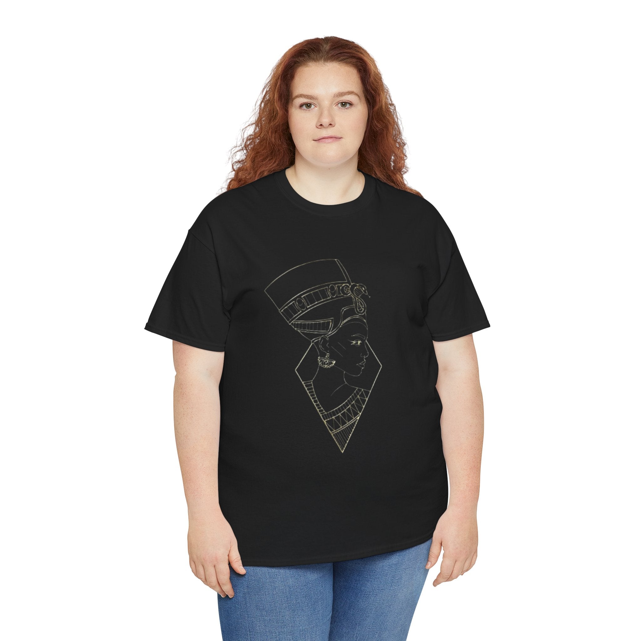 Nefertiti Line Art Tee — Minimal Egyptian Queen Graphic T-Shirt