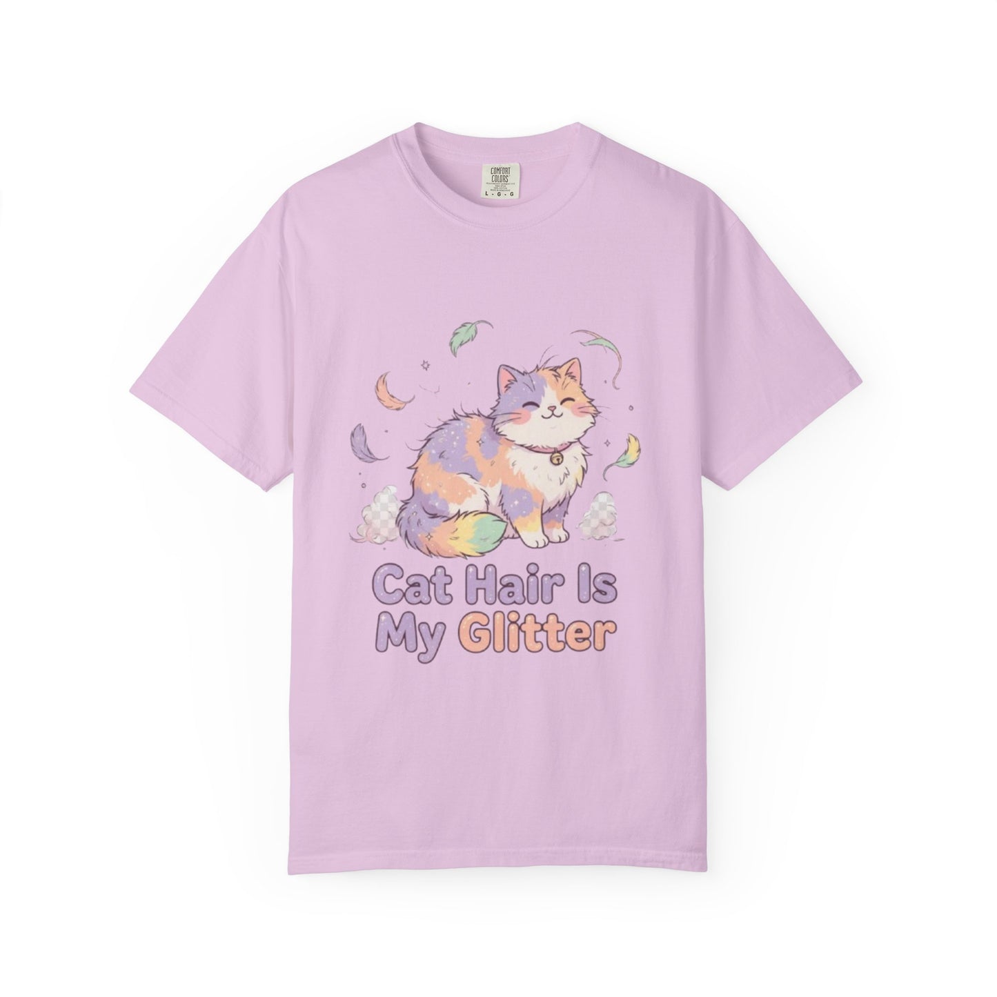 Cat Hair Is My Glitter T-Shirt — Cute Pastel Cat Graphic Tee for Cat Lovers