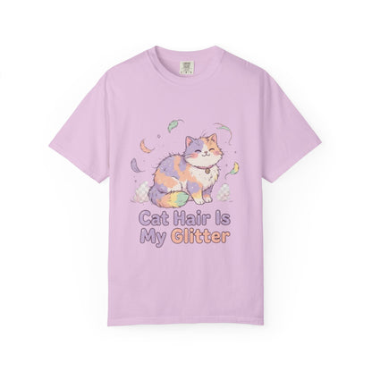 Cat Hair Is My Glitter T-Shirt — Cute Pastel Cat Graphic Tee for Cat Lovers