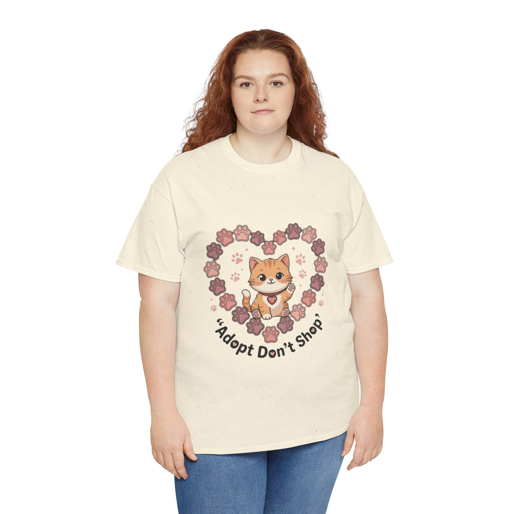 Adopt Don't Shop Cat Tee — Cute Rescue Cat Floral Heart Shirt