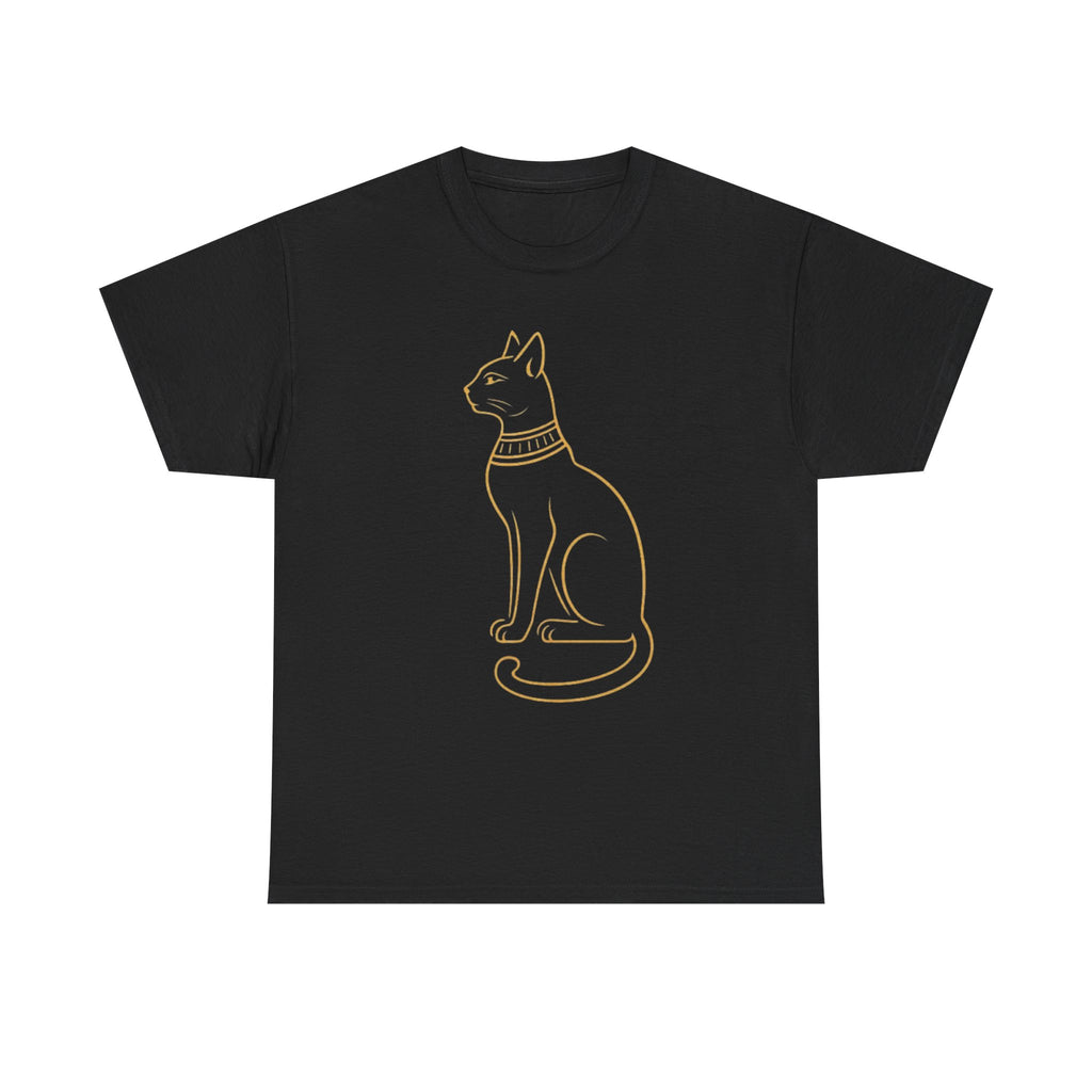 Egyptian Cat T-Shirt - Gold Line Art Feline Tee