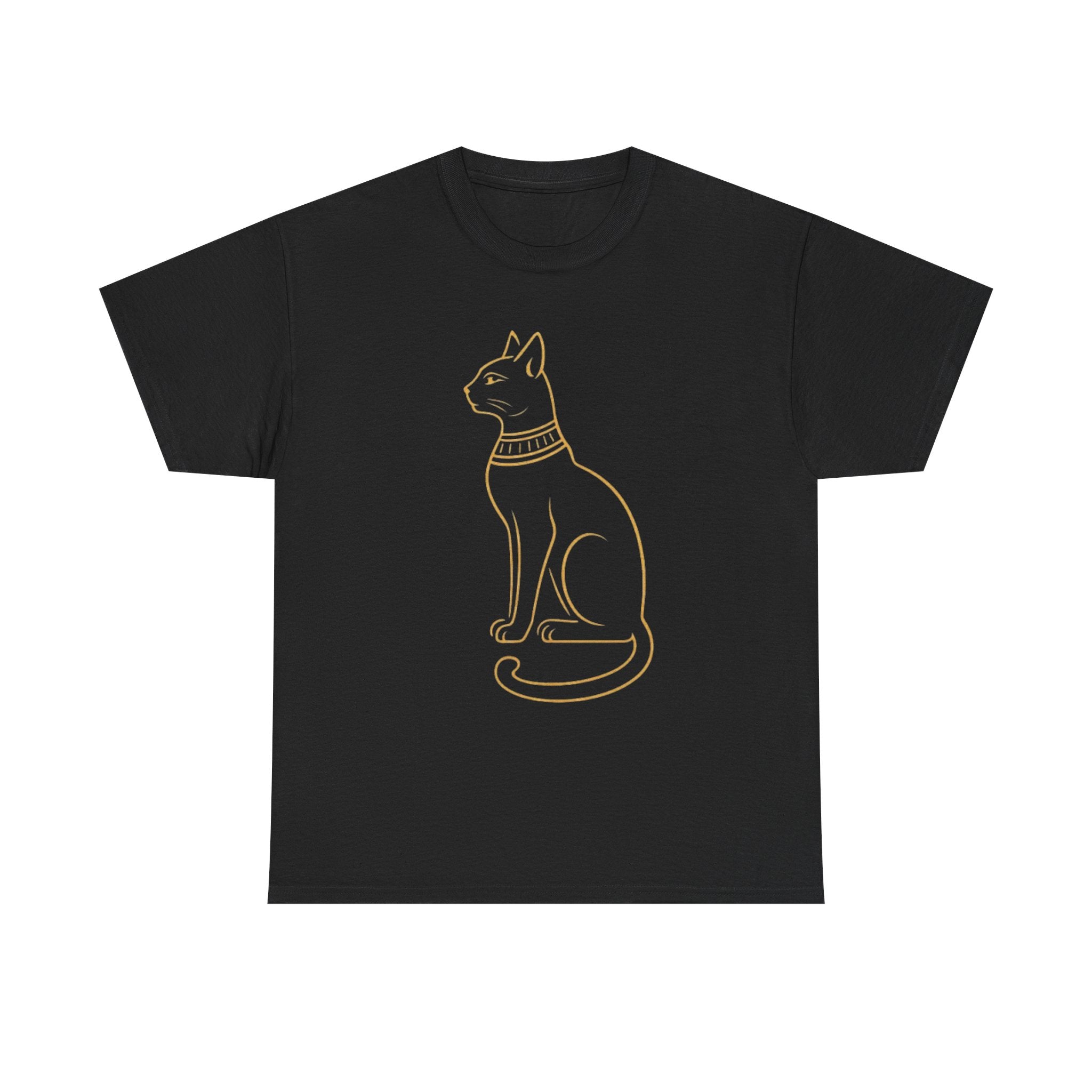 Egyptian Cat T-Shirt - Gold Line Art Feline Tee