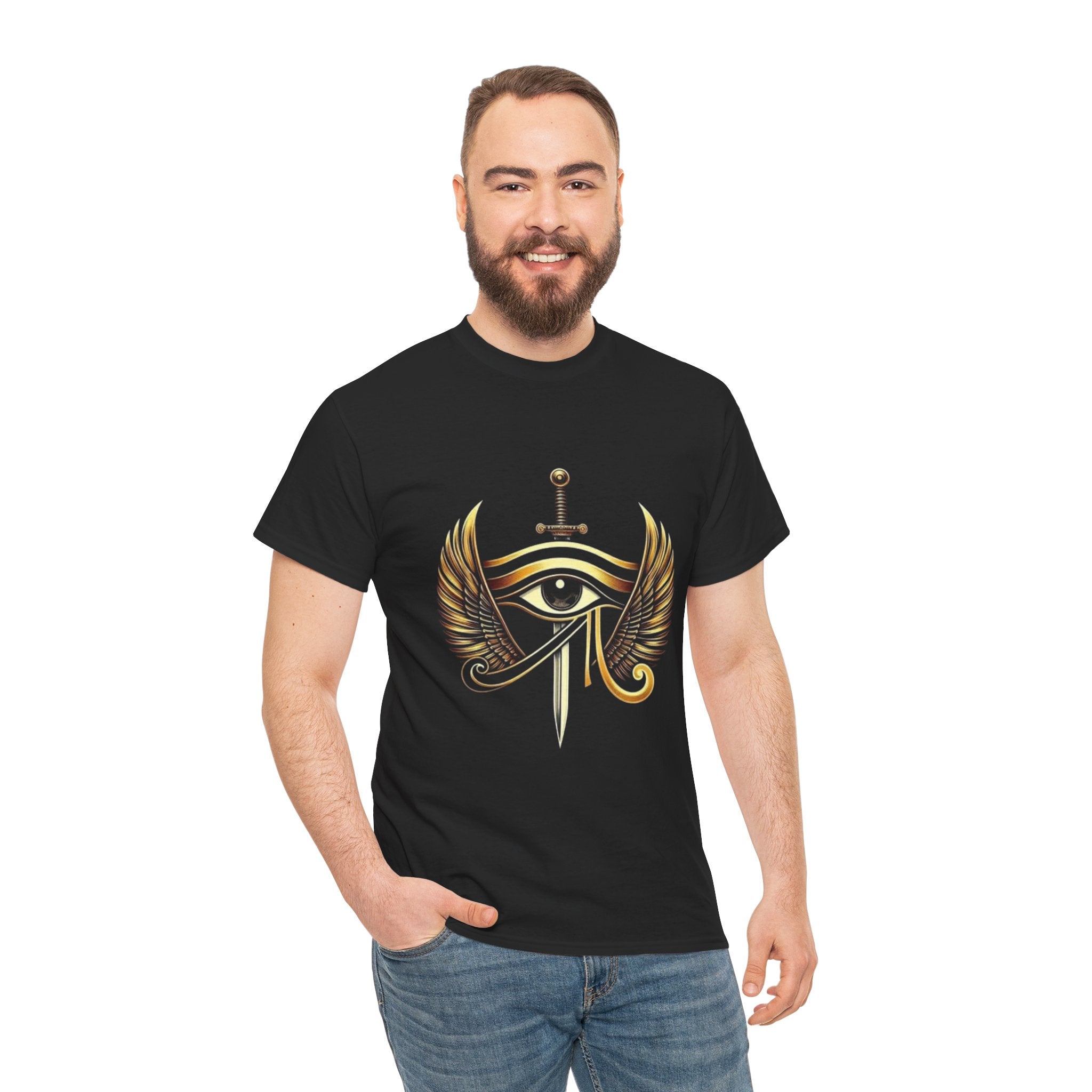 Eye of Horus Sword T‑Shirt — Egyptian Symbol Tee with Winged Eye Design