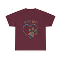 Adopt Love T-Shirt — Colorful Paw Heart Rescue Tee