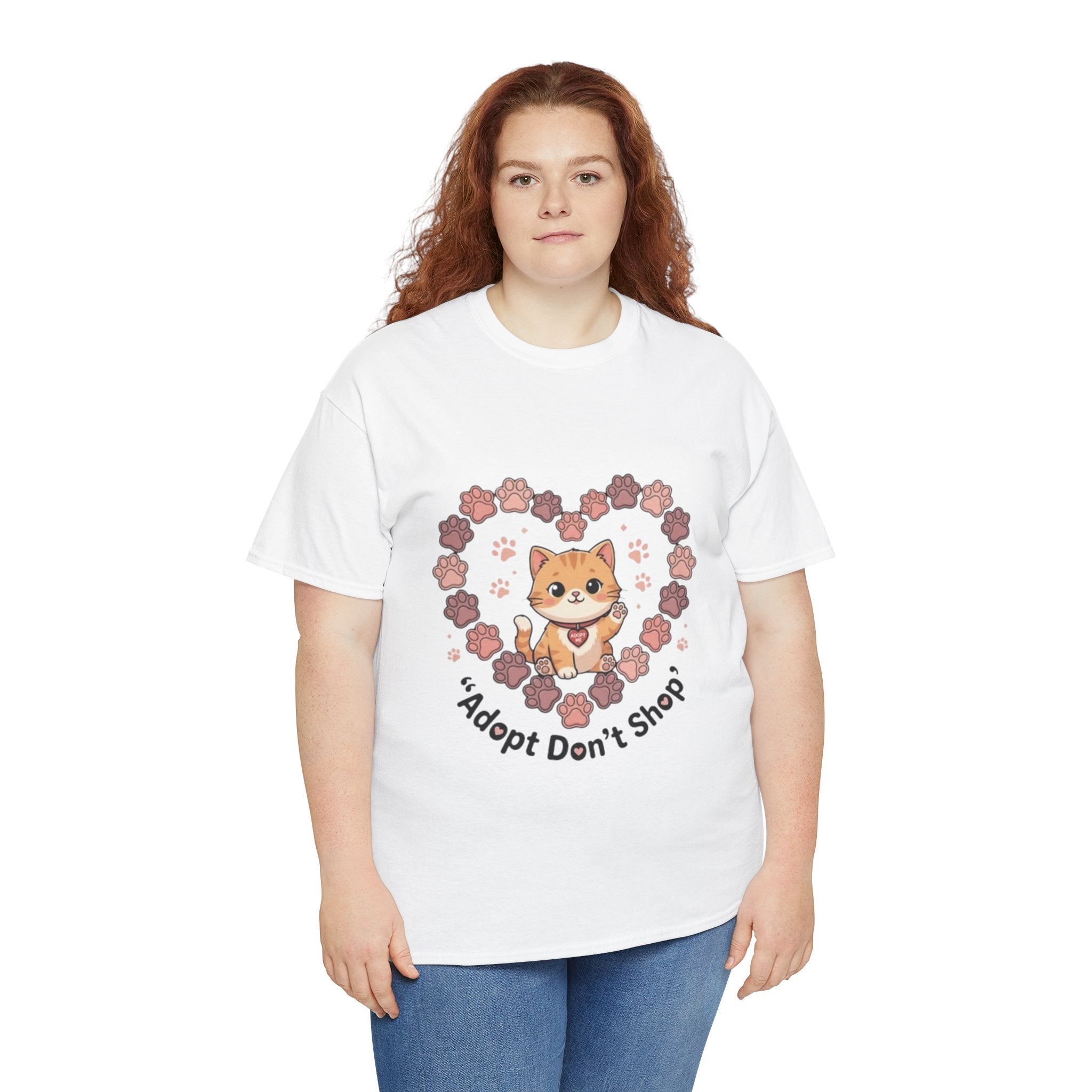 Adopt Don't Shop Cat Tee — Cute Rescue Cat Floral Heart Shirt
