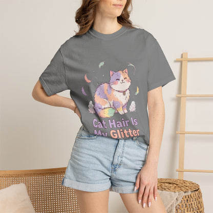 Cat Hair Is My Glitter T-Shirt — Cute Pastel Cat Graphic Tee for Cat Lovers