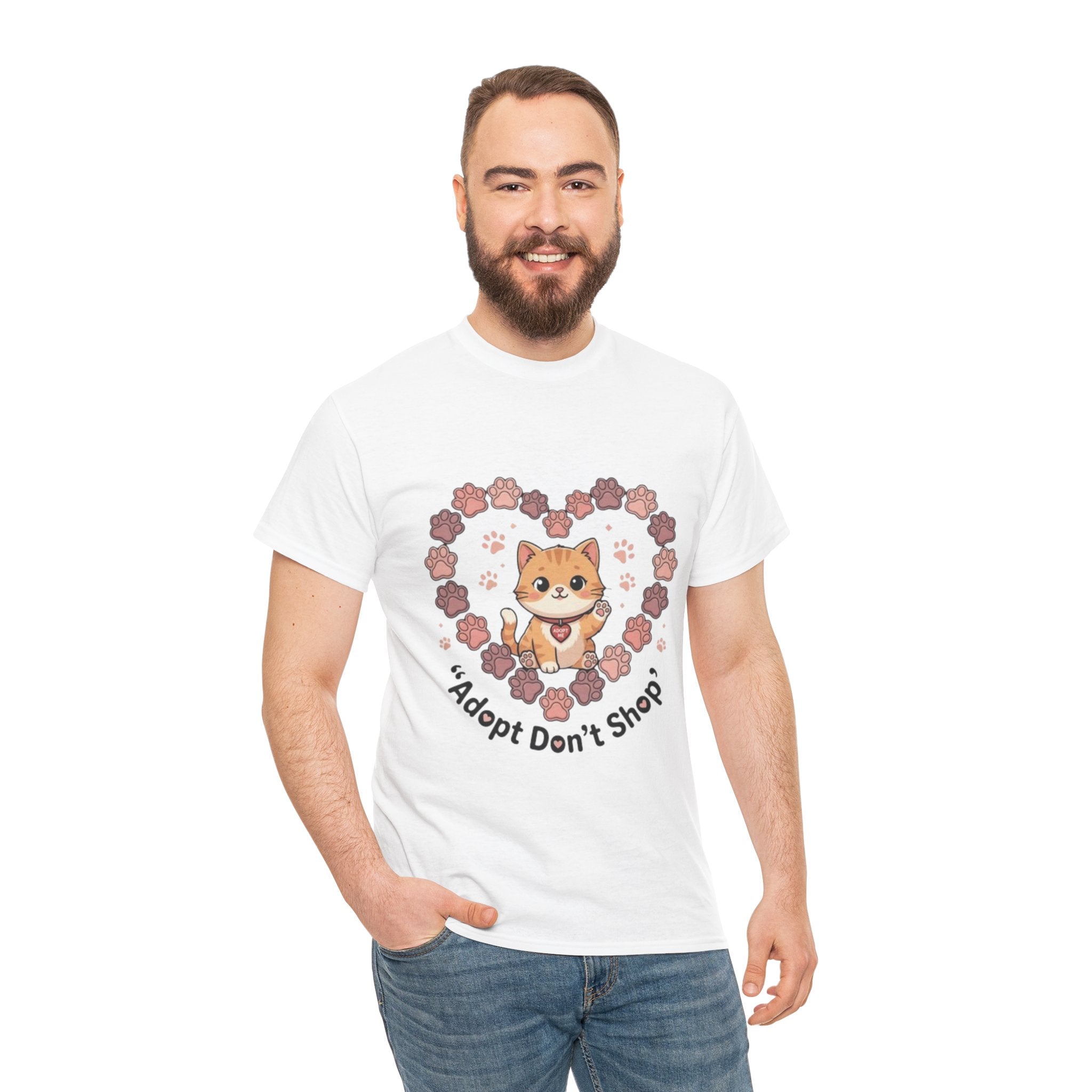 Adopt Don't Shop Cat Tee — Cute Rescue Cat Floral Heart Shirt