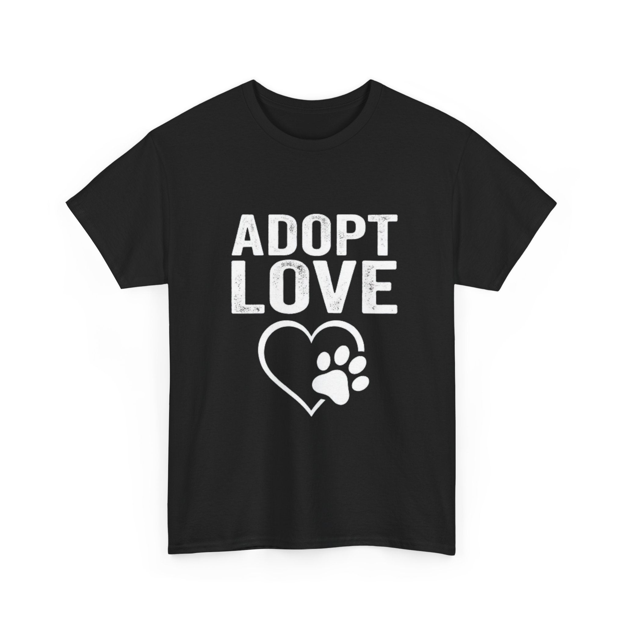 Adopt Love T-Shirt — Rescue Pet Paw Heart Tee for Animal Lovers