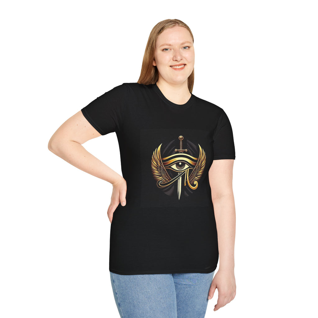 Eye of Horus Sword T-Shirt — Gold Winged Egyptian Symbol Tee