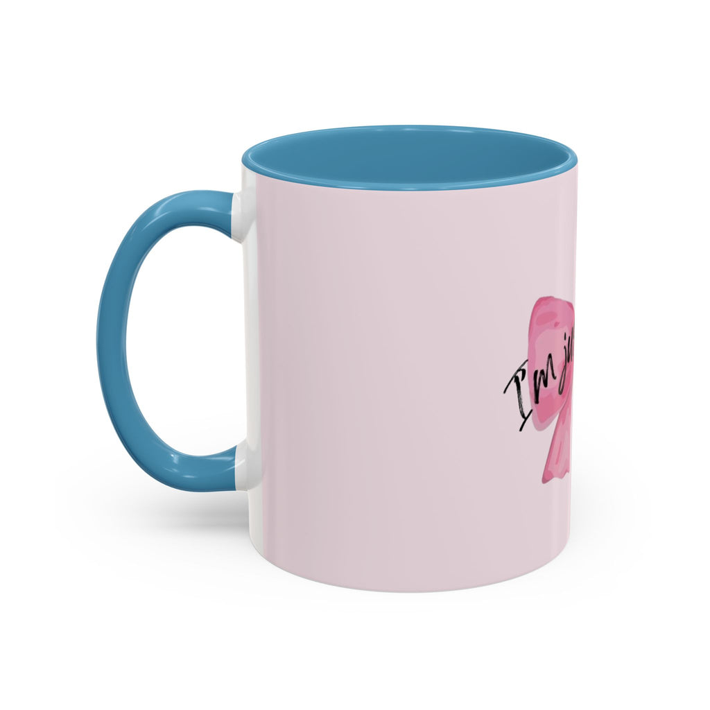 Pink Bow Accent Coffee Mug — "I'm Just a Girl" Cute Feminine Tea & Coffee Cup