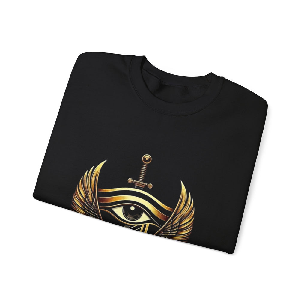 Eye of Horus Sword Crewneck Sweatshirt – Egyptian Winged Protection Graphic