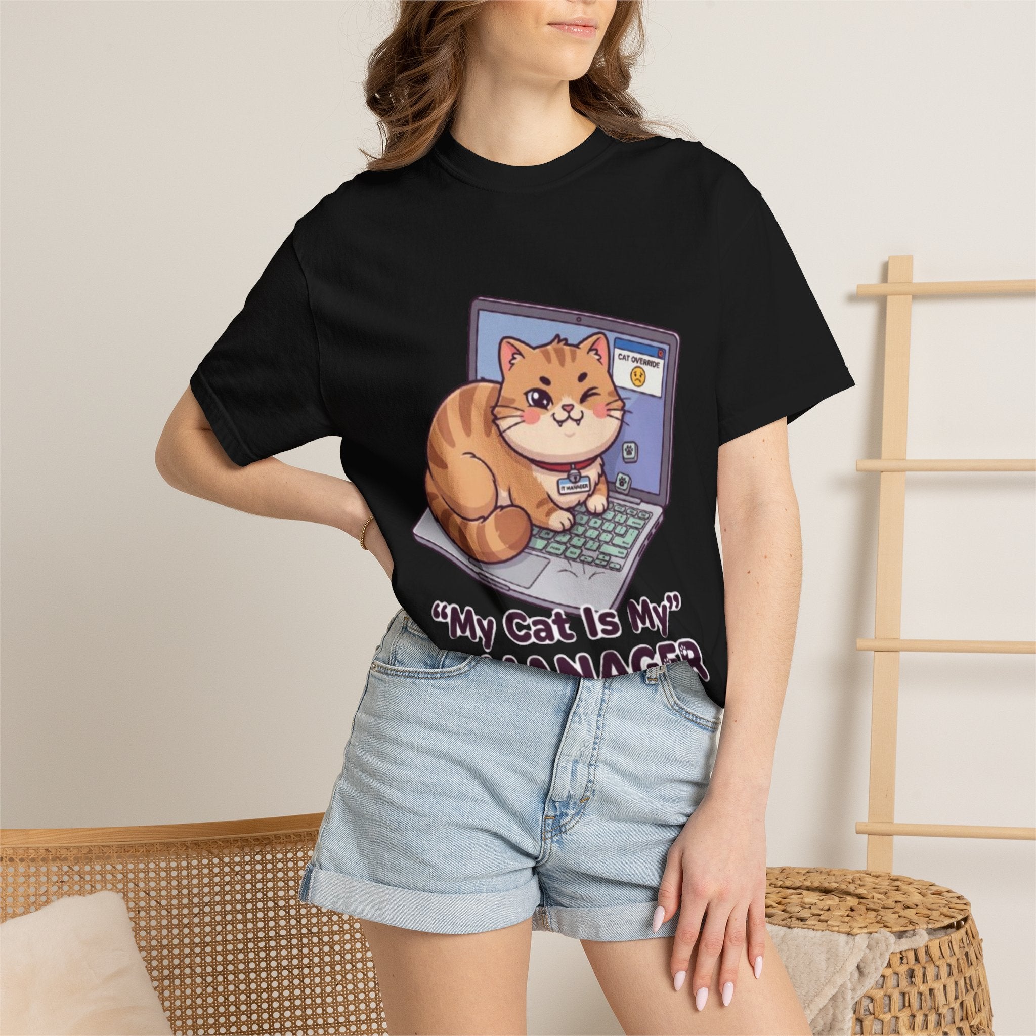 IT Manager Cat T-Shirt — "My Cat Is My IT Manager" Cute Techie Tee for Cat Lovers