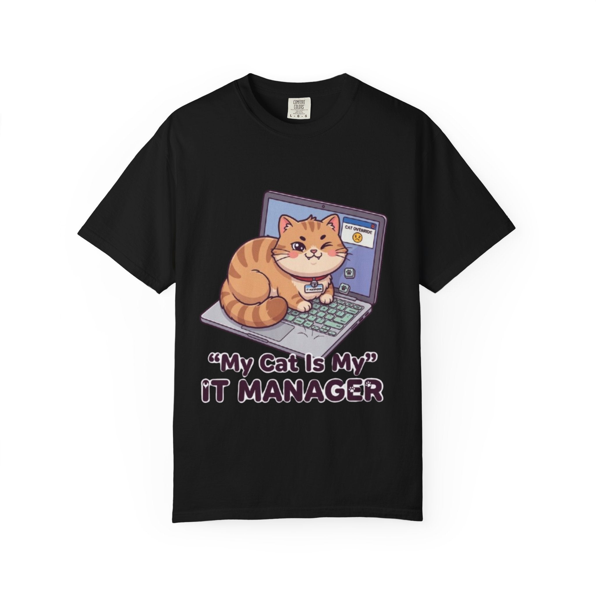IT Manager Cat T-Shirt — "My Cat Is My IT Manager" Cute Techie Tee for Cat Lovers