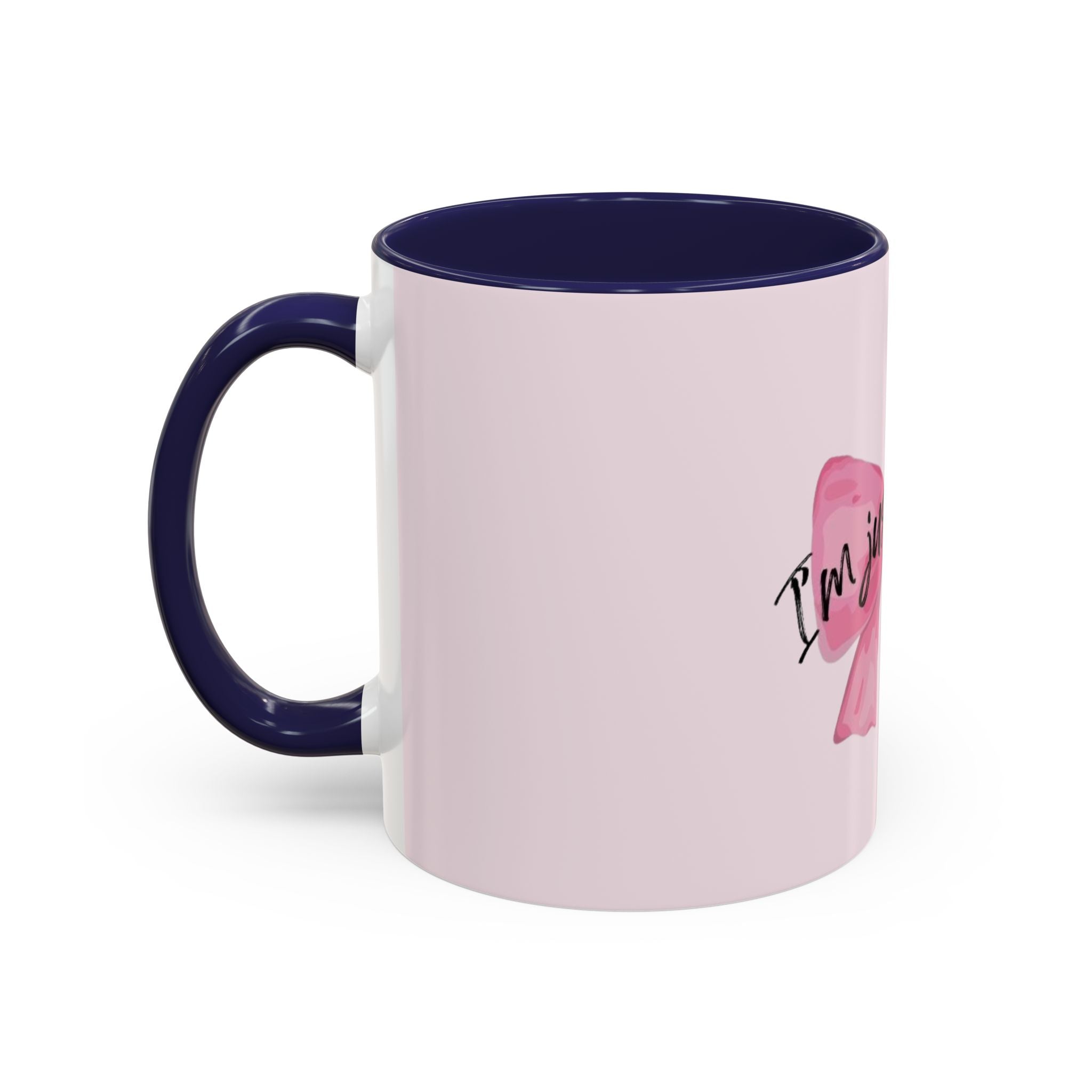 Pink Bow Accent Coffee Mug — "I'm Just a Girl" Cute Feminine Tea & Coffee Cup