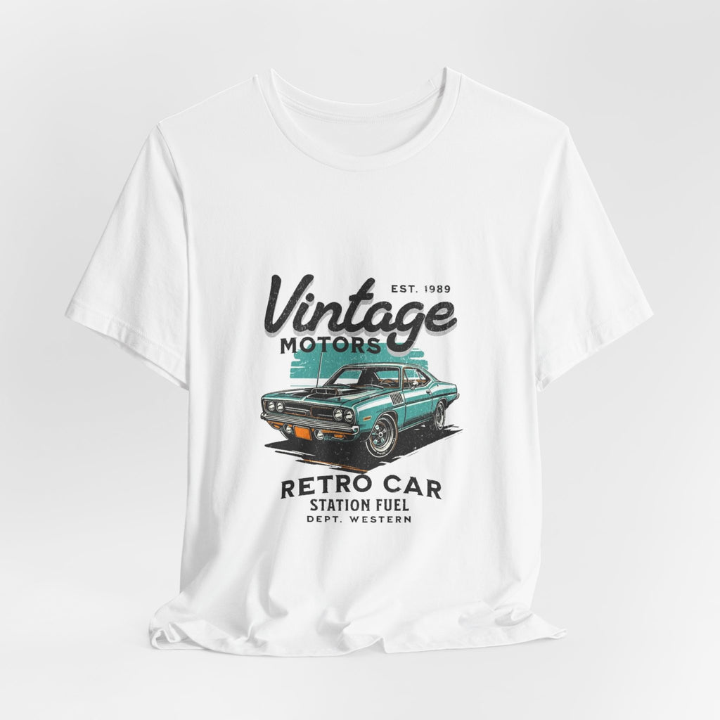 Vintage Motors Retro Car Tee — "Retro Car Station Fuel" Graphic T-Shirt