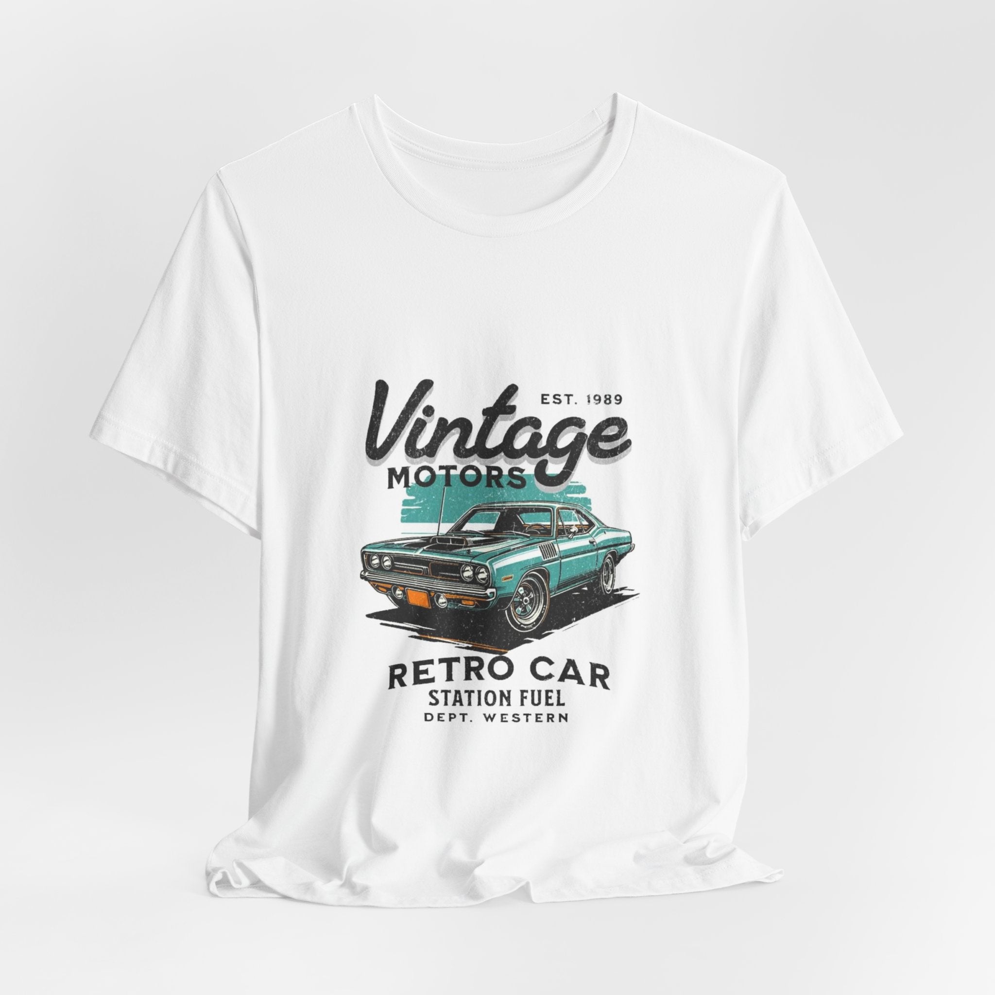Vintage Motors Retro Car Tee — "Retro Car Station Fuel" Graphic T-Shirt