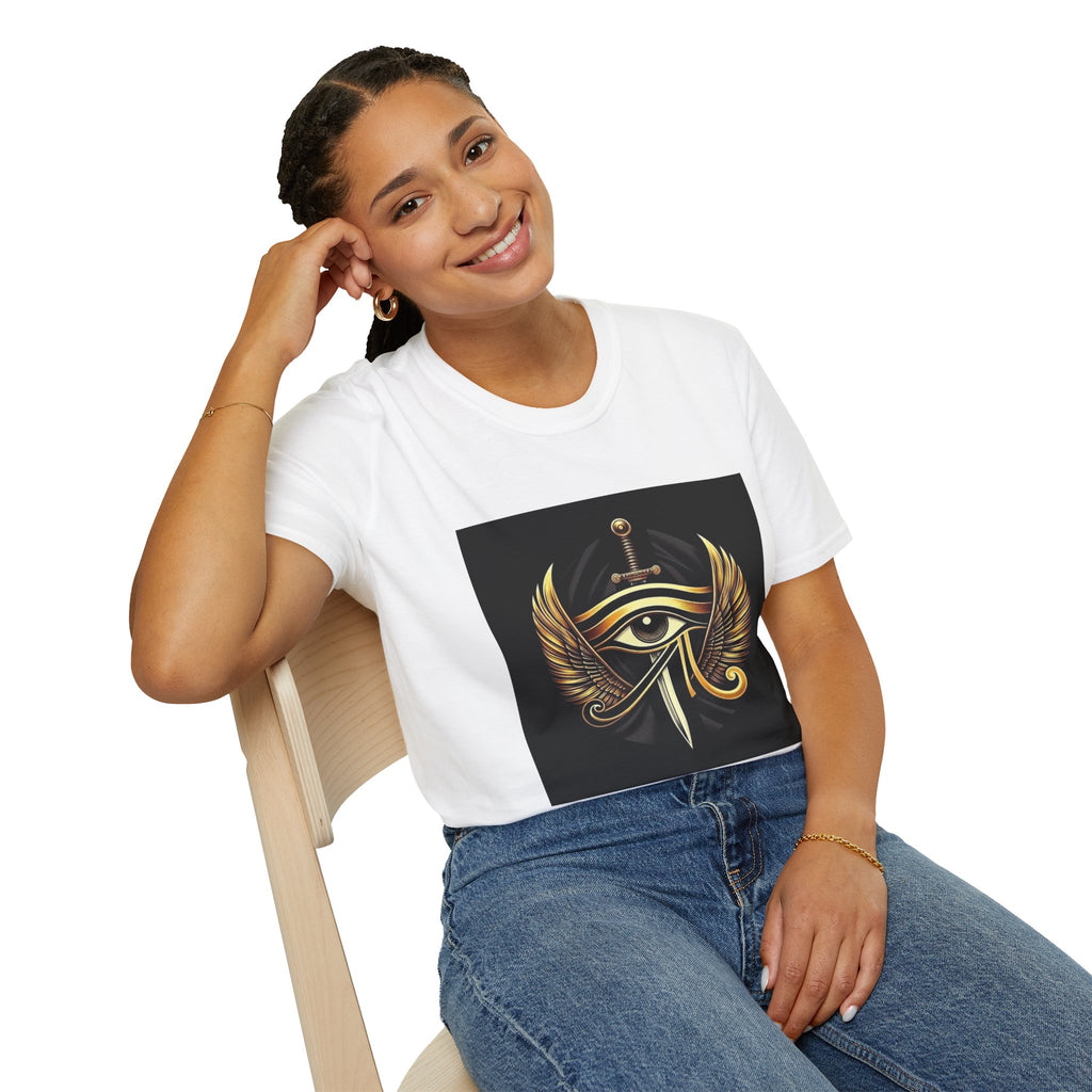 Eye of Horus Sword T-Shirt — Gold Winged Egyptian Symbol Tee