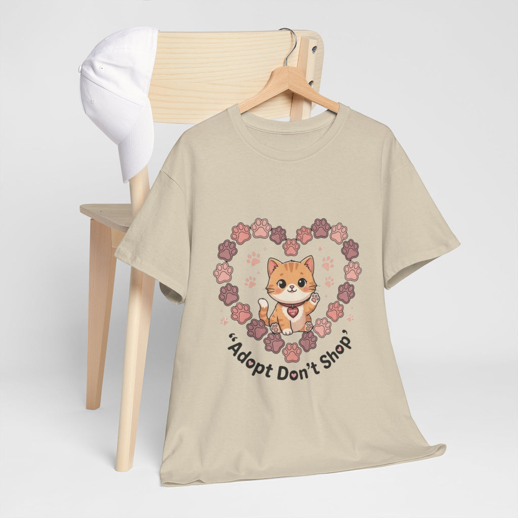 Adopt Don't Shop Cat Tee — Cute Rescue Cat Floral Heart Shirt