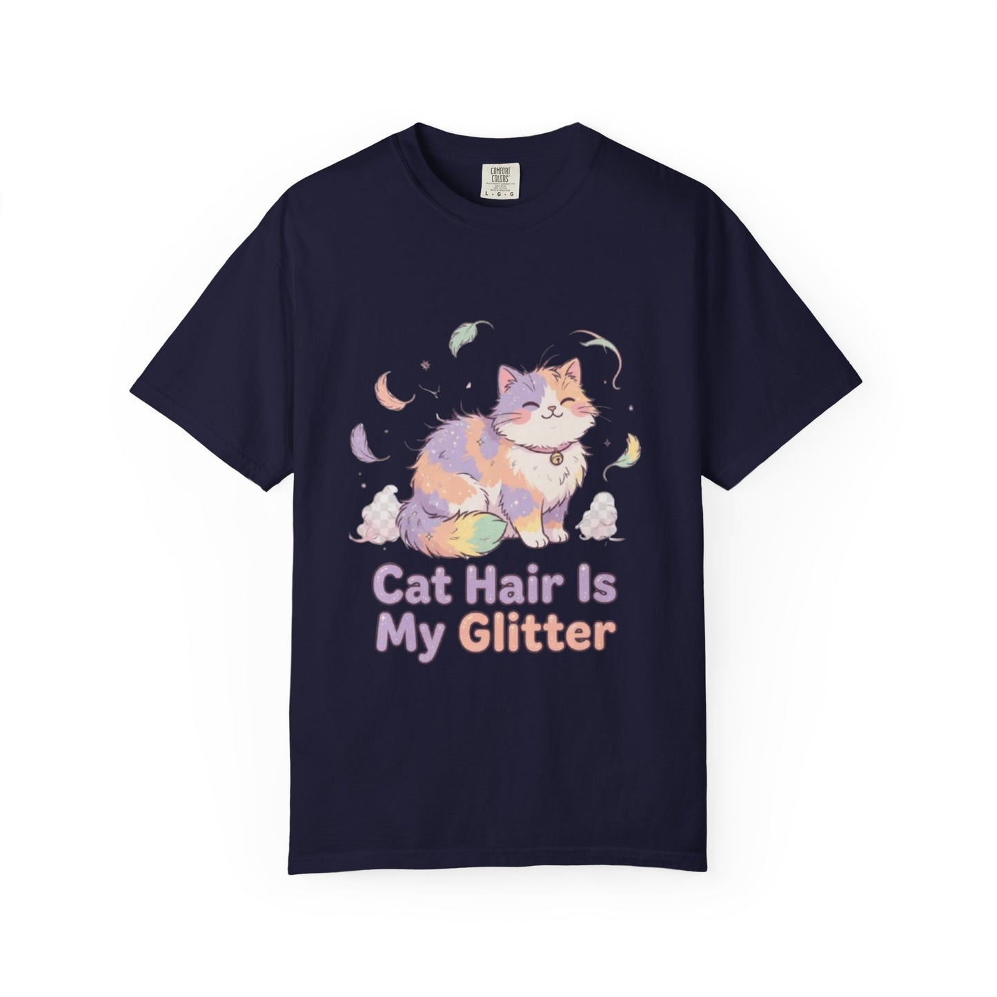 Cat Hair Is My Glitter T-Shirt — Cute Pastel Cat Graphic Tee for Cat Lovers