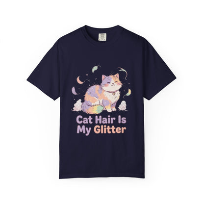 Cat Hair Is My Glitter T-Shirt — Cute Pastel Cat Graphic Tee for Cat Lovers