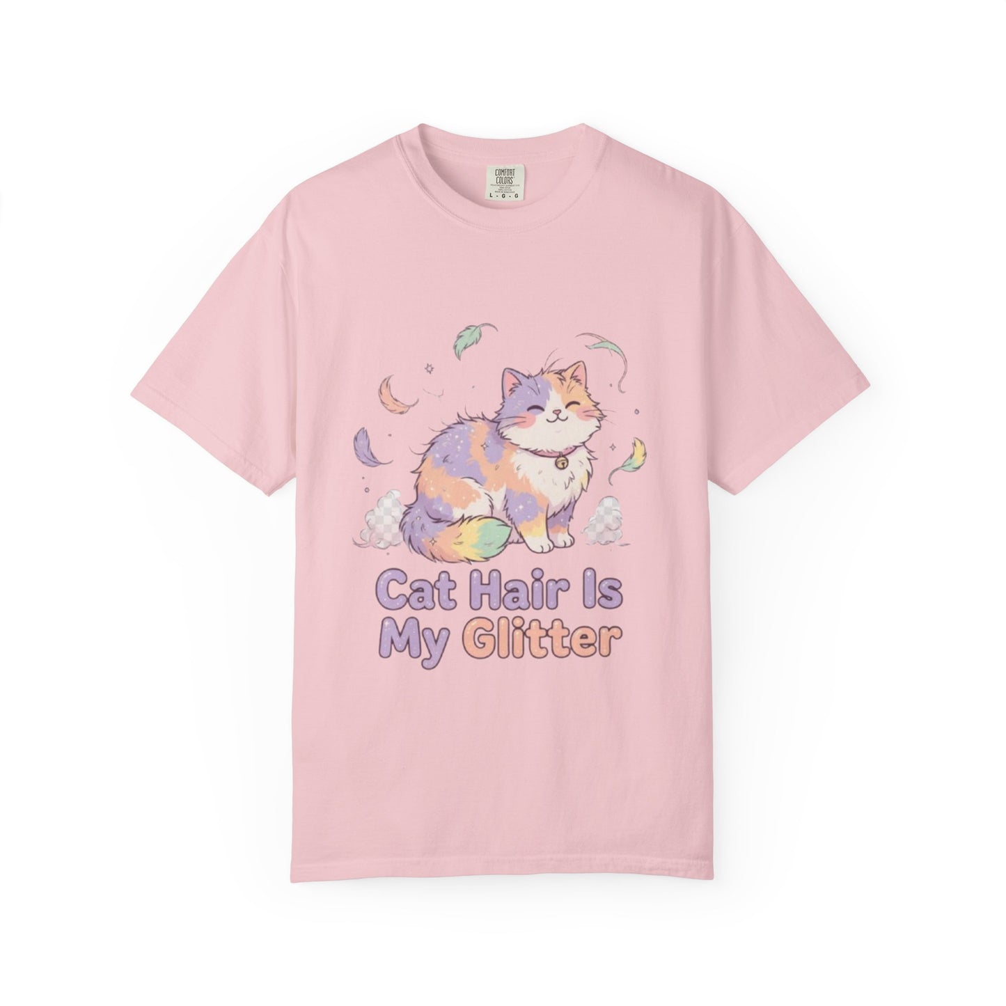 Cat Hair Is My Glitter T-Shirt — Cute Pastel Cat Graphic Tee for Cat Lovers