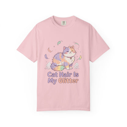 Cat Hair Is My Glitter T-Shirt — Cute Pastel Cat Graphic Tee for Cat Lovers