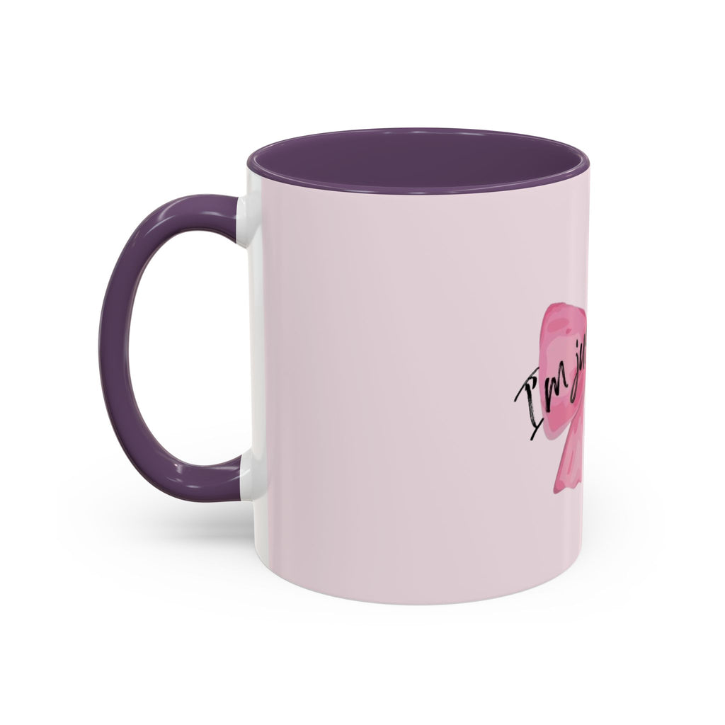 Pink Bow Accent Coffee Mug — "I'm Just a Girl" Cute Feminine Tea & Coffee Cup
