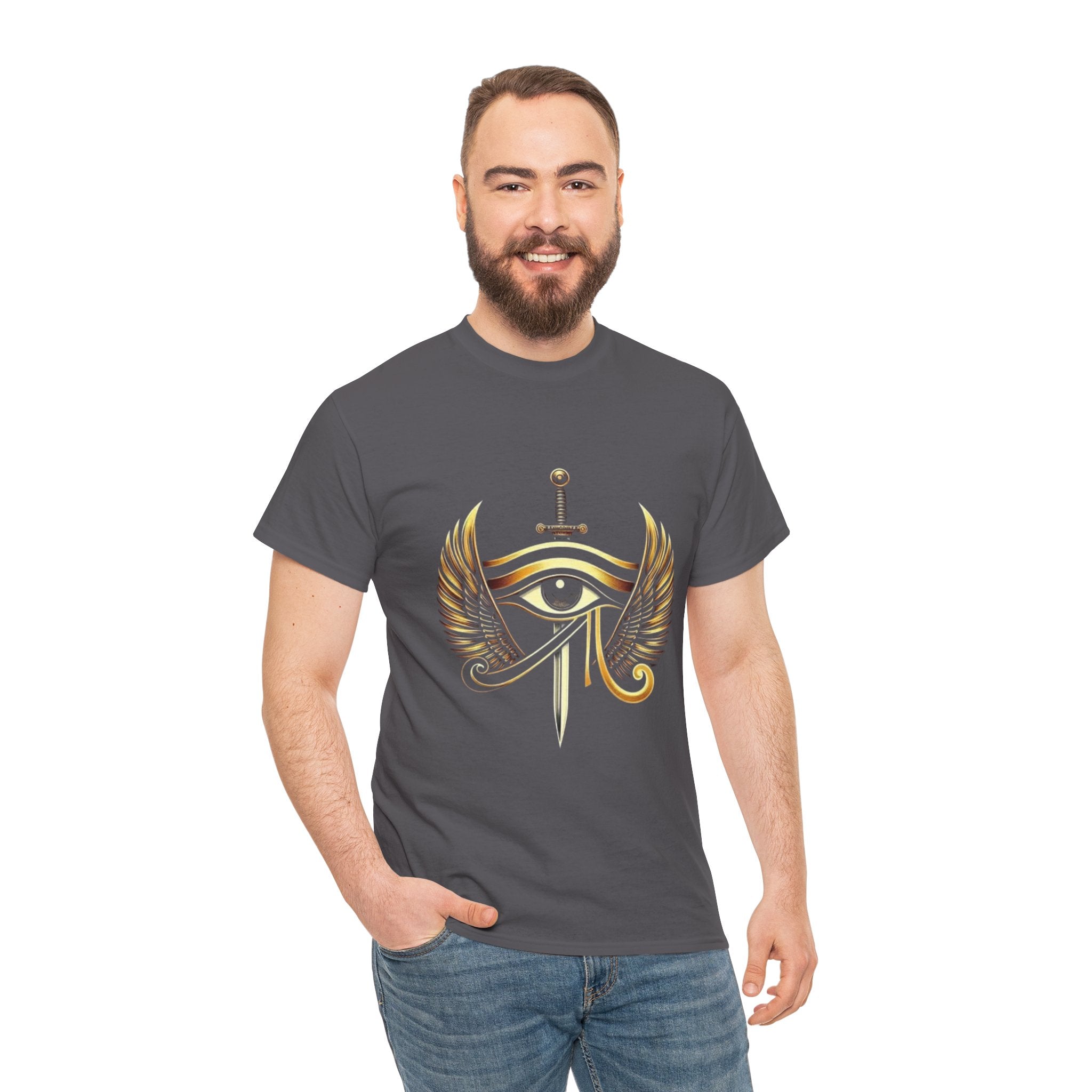Eye of Horus Sword T‑Shirt — Egyptian Symbol Tee with Winged Eye Design
