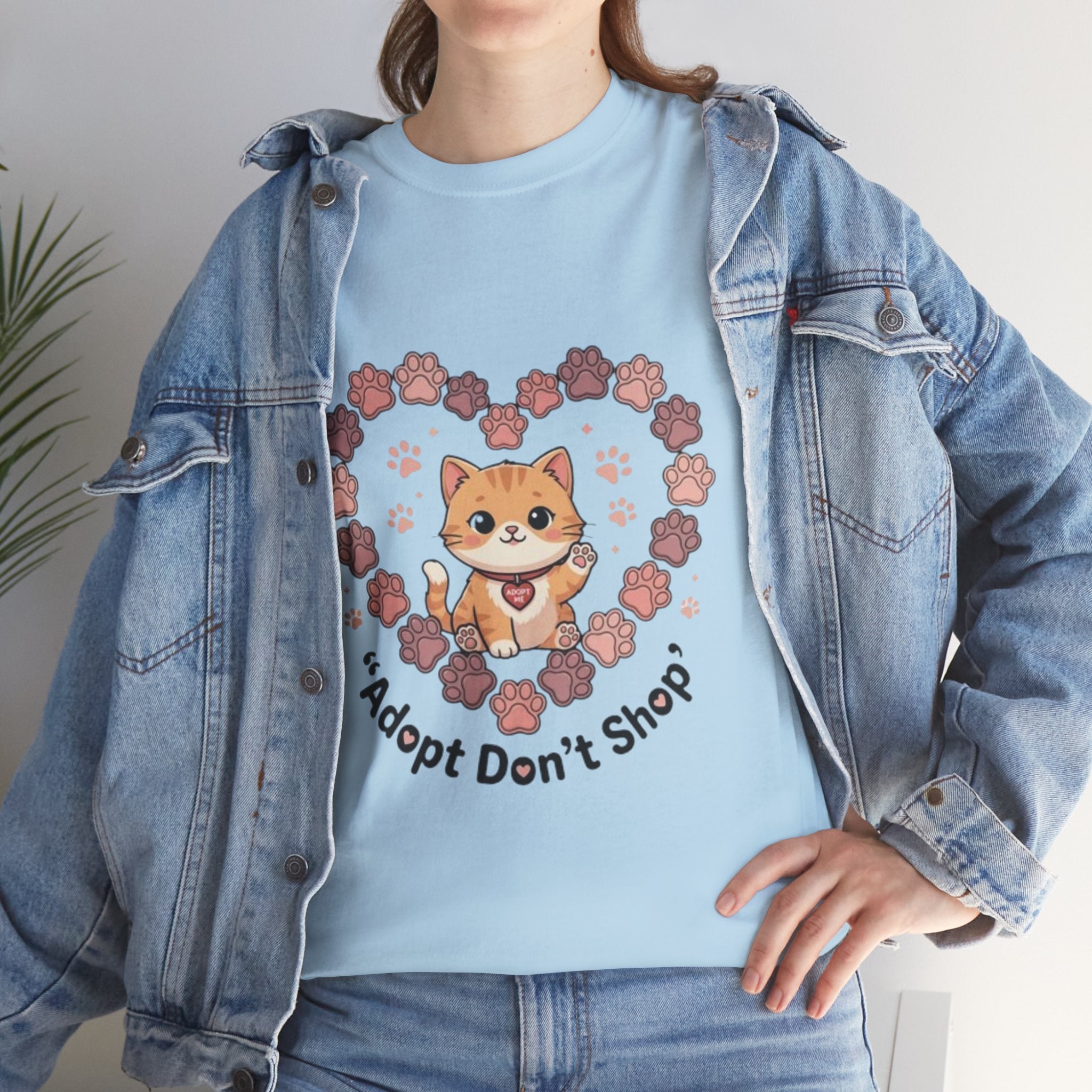Adopt Don't Shop Cat Tee — Cute Rescue Cat Floral Heart Shirt