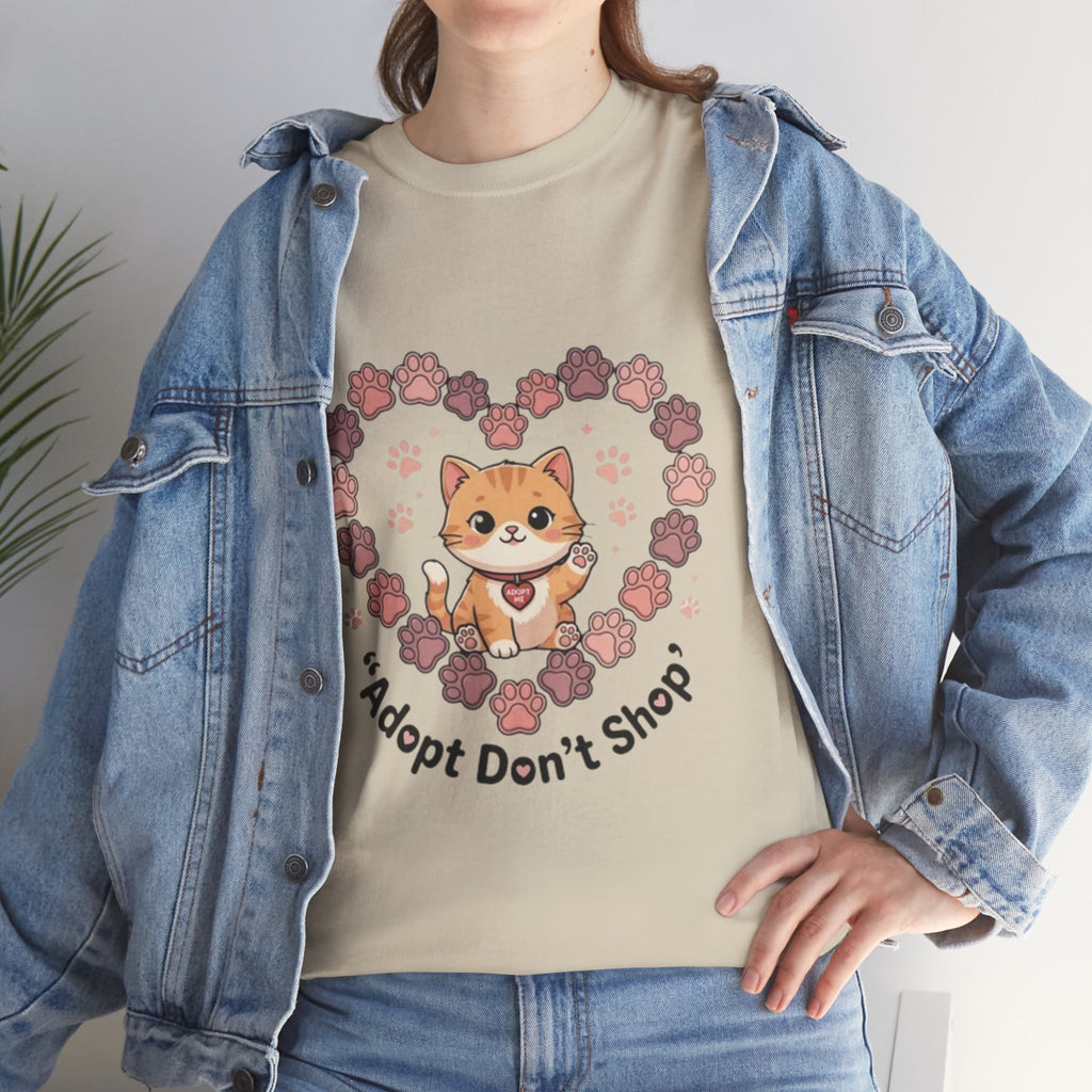 Adopt Don't Shop Cat Tee — Cute Rescue Cat Floral Heart Shirt