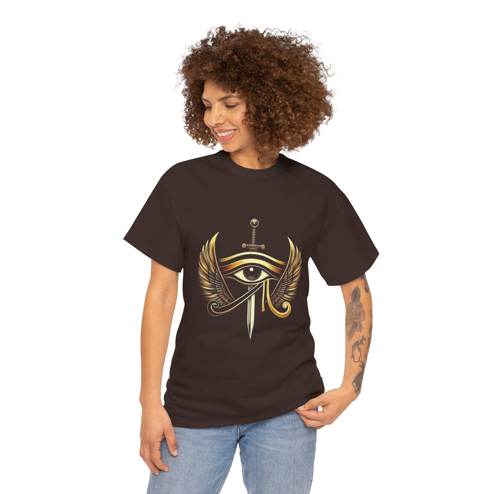 Eye of Horus Sword T‑Shirt — Egyptian Symbol Tee with Winged Eye Design