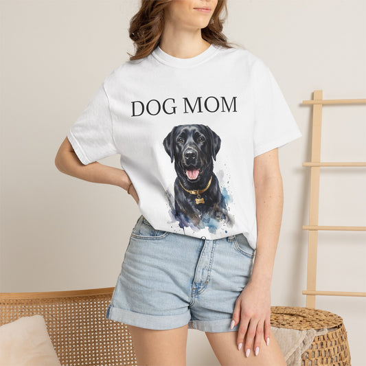 Dog Mom T‑Shirt with Custom Pet Portrait — Personalized Dog Mom Tee