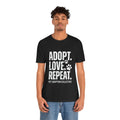 Adopt Love Repeat Tee – Pet Adoption Rescue Shirt with Paw Graphic