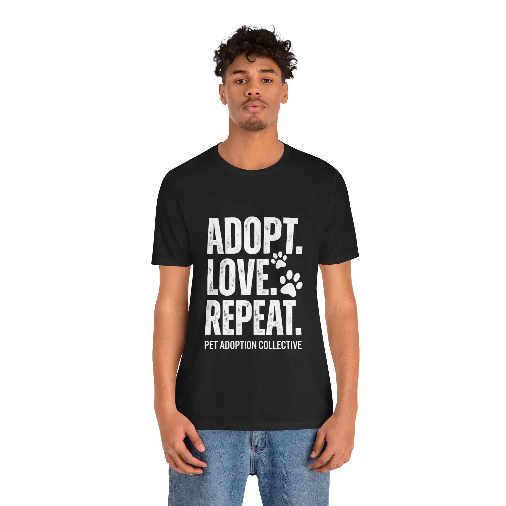 Adopt Love Repeat Tee – Pet Adoption Rescue Shirt with Paw Graphic
