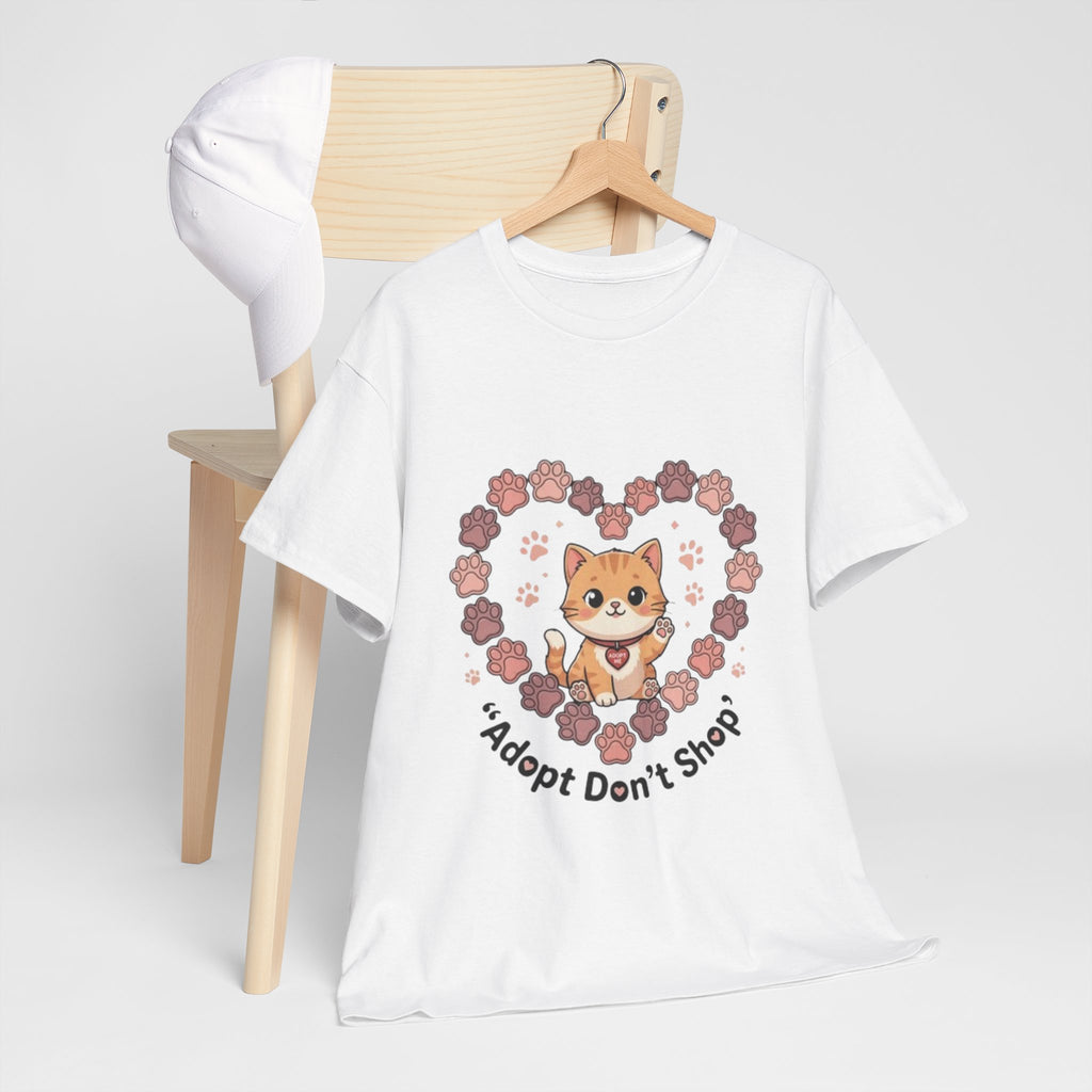 Adopt Don't Shop Cat Tee — Cute Rescue Cat Floral Heart Shirt